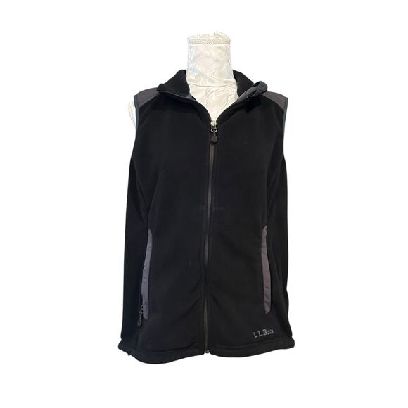 LL Bean Vest Mens Medium Black Fleece Polartec Windbloc Full Zip Outdoor 248583 - Picture 1 of 15